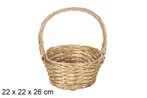 [119273] Christmas wicker basket gold color 22x26 cm