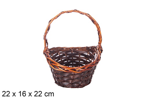 [119275] Christmas wicker basket mahogany color 22x16 cm