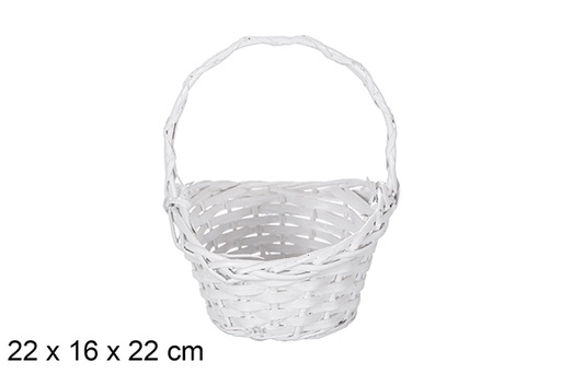 [119278] Cesta mimbre Navidad color blanca 22x16 cm