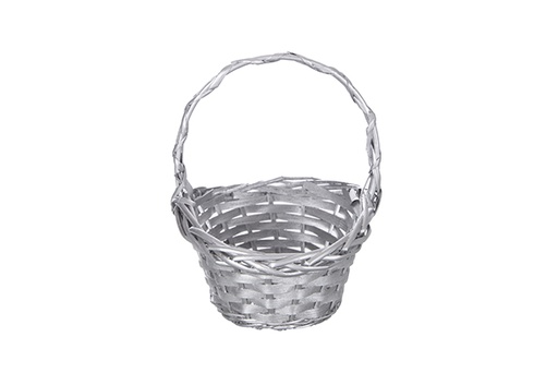 [119280] Christmas wicker basket silver color 22x16 cm