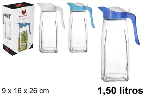 [119329] Glass water jug ​​refrigerator color lid 1,5 l.