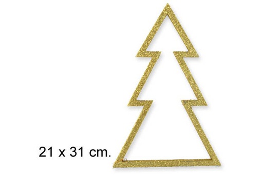 [049552] Árbol Navidad madera oro brillante 21x31 cm