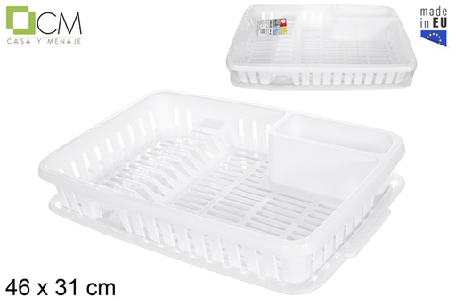 [119355] Plastic dish drainer with white tray 46x31 cm