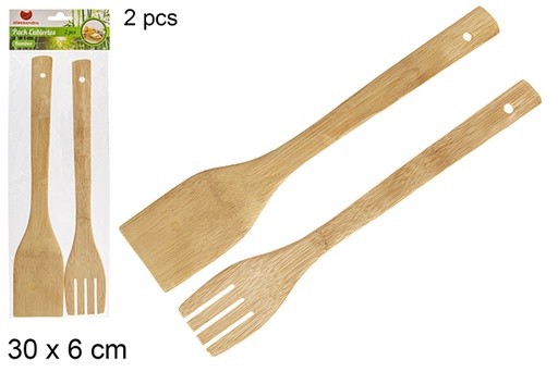 [119364] Pack 2 bamboo cutlery 30x6 cm