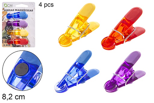 [119365] Pack 4 pinzas magnéticas colores 8,2 cm