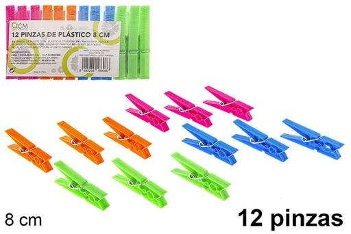 [119371] Pack 12 colorful plastic tweezers 8 cm