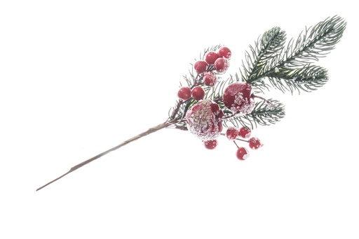 [119386] Christmas branch red snowy berries 35 cm