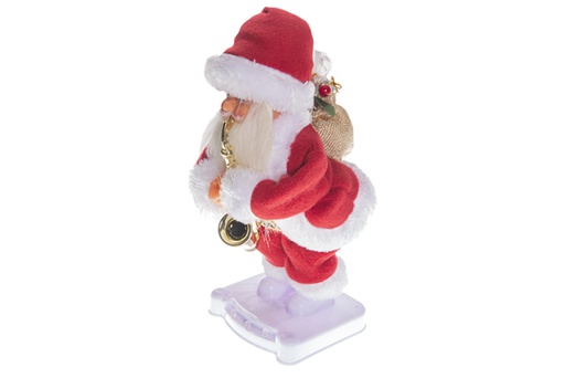 [119403] Babbo Natale con strumento musicale e movimento base luminosa 32 cm