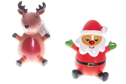 [119414] Juguete perro Navidad reno y Papa Noel surtido