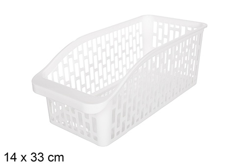 [119489] Organisateur en plastique blanc Long 14x33 cm