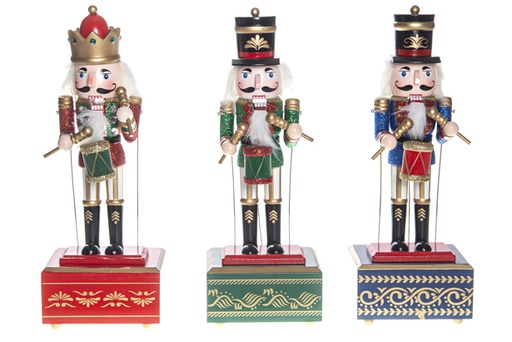 [119537] Assorted wooden nutcracker with music 30 cm