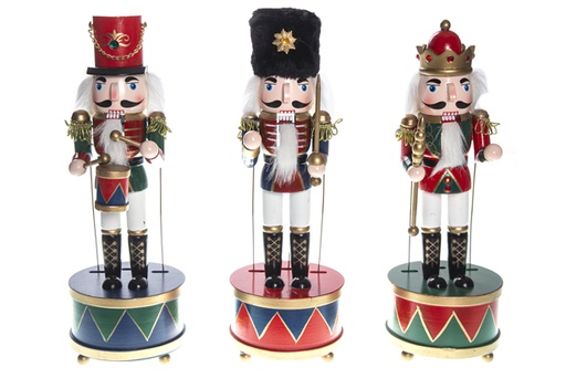 [119538] Assorted wooden nutcracker with music 30 cm