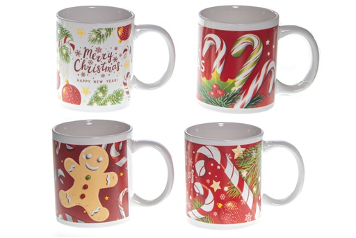 [119558] Caneca de cerâmica decorada de Natal sortida 8x9,5 cm