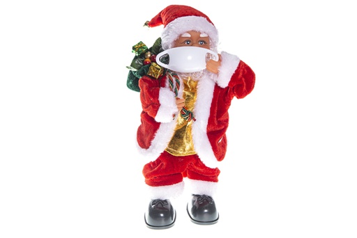 [119590] Maschera Babbo Natale con musica e movimento assortito 30 cm