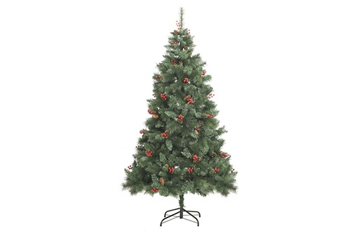 [119607] Christmas tree with pine cones, berries and flowers 60 cm