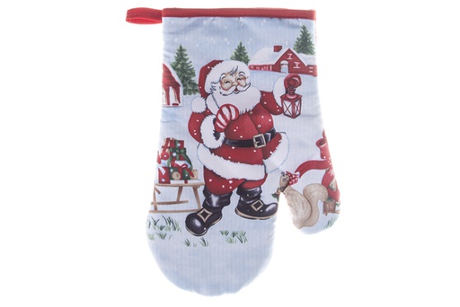 [119608] Santa Claus decorated mitten with lantern 19x27cm