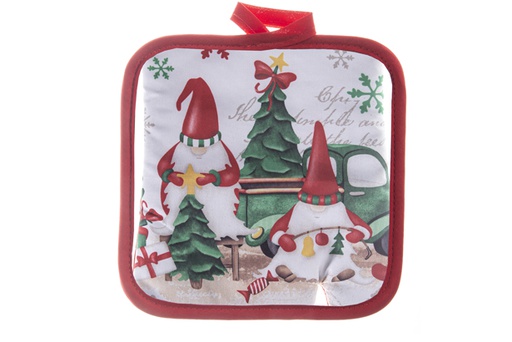 [119612] Square mitten decorated with Santa Claus green truck 17 cm