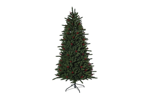 [119614] Árvore de Natal 60cm com flores, frutos silvestres e pinhas