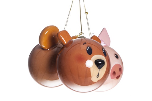 [119636] Bola em PVC com cara de porquinho/urso sortida 8 cm