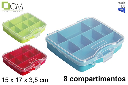 [119647] Multipurpose plastic box with 8 compartments assorted colors