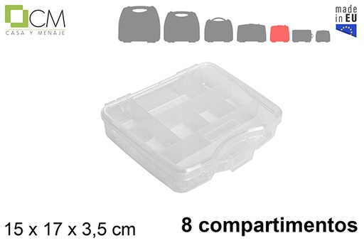 [119648] Boîte en plastique transparente polyvalente à 8 compartiments
