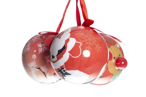 [119652] Bola PVC roja decorada Navidad surtido 8 cm