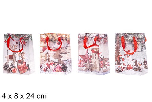 [119683] Decorated Christmas gift bag 4x8x24 cm