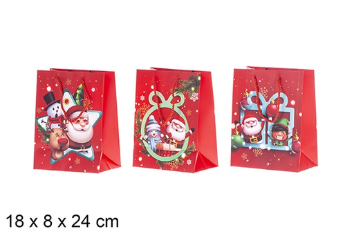 [119685] White decorated Christmas gift bag 18x8x24 cm