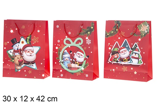 [119687] Bolsa regalo Navidad blanca decorada 30x12x42 cm