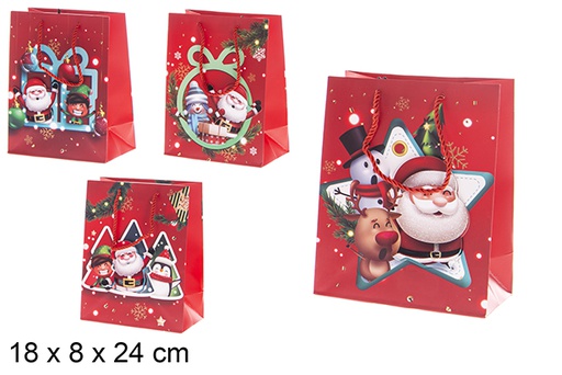 [119689] Wooden Christmas gift bag with Santa Claus 18x8x24 cm