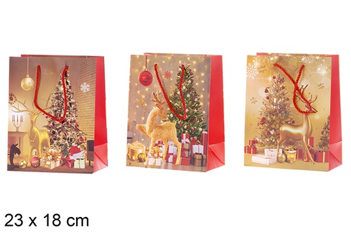 [119705] Christmas decorated gift bag assorted 23x18 cm