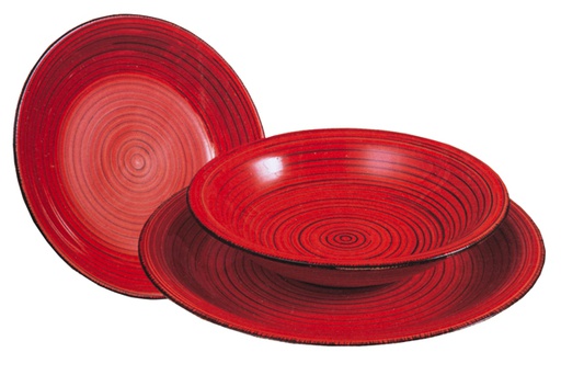 [119713] Christmas red ceramic tableware 18 pieces