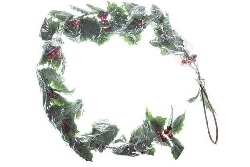 [119755] PVC branch with red berries and green leaves 150 cm