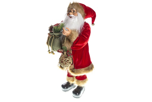 [119768] Red Santa Claus with sack and gold ball 60 cm