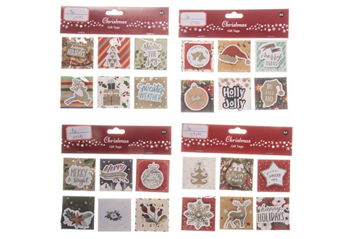 [119781] Pack 6 tarjetas Navidad decorada surtida con hilo 6 cm