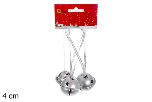 [119811] Pendant with 3 silver metal bells 4cm