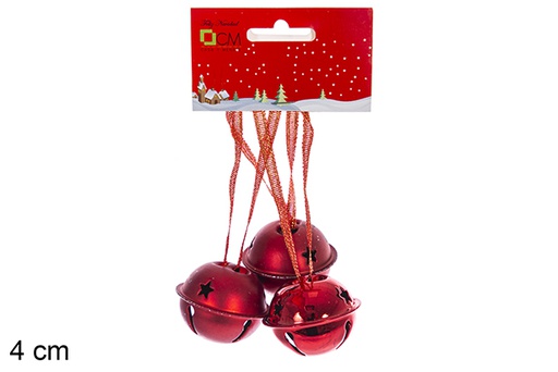 [119812] Pingente com 3 sinos de metal vermelho 4cm