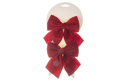 [119823] Pack 2 Christmas bows red fabric 15x10 cm