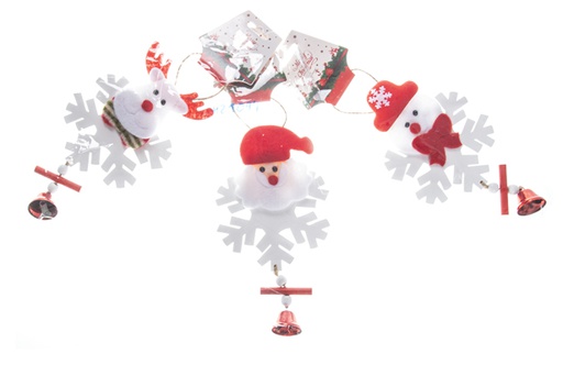 [119862] Pendentif en bois blanc et poupée de Noël en feutre assortie