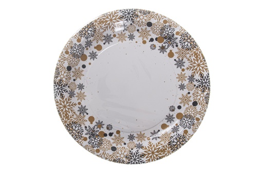 [119915] Pack 6 Christmas flower decorated paper plates 23 cm