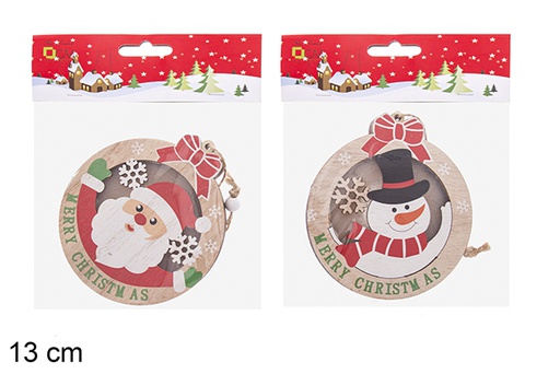 [119922] Wooden Christmas ball pendant decorated with assorted LEDs