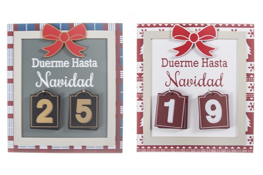 [119933] Christmas wooden countdown calendar assorted 25x23 cm