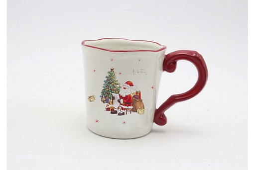 [120009] Caneca de Natal em cerâmica decorada com Papai Noel 560 ml