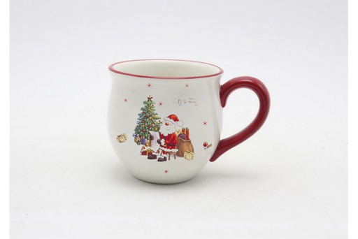 [120010] Tazza natalizia in ceramica decorata con Babbo Natale 430 ml