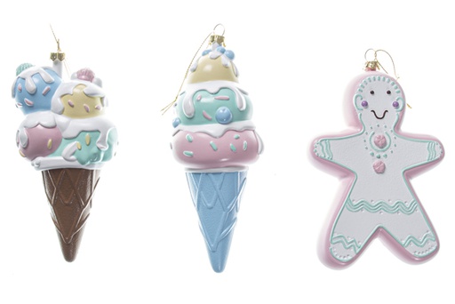 [120019] Assorted pastel colour gingerbread cookie pendant 17 cm