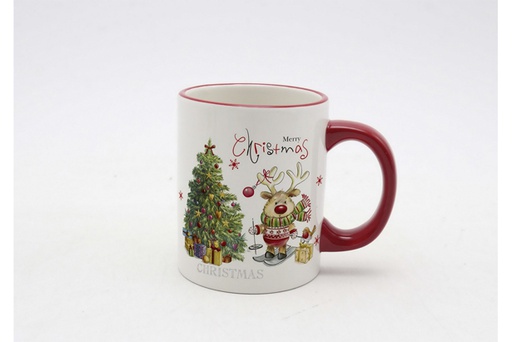 [120039] Taza cerámica Navidad decorada reno 300 ml