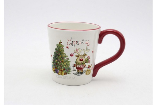 [120041] Taza cerámica Navidad decorada reno 600 ml