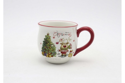 [120045] Taza cerámica Navidad decorada reno 430 ml