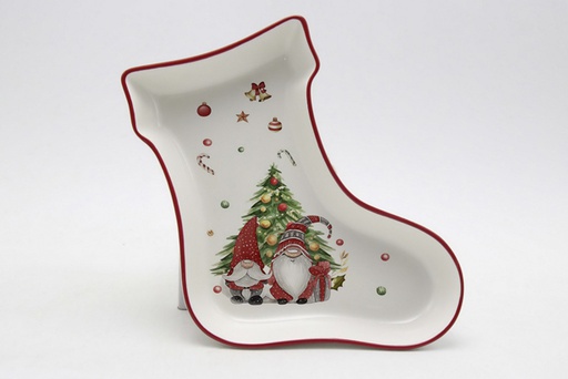 [120138] Christmas boot shaped ceramic tray decorated elf 25 cm