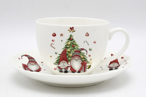 [120147] Set de mugs de Noël en céramique décoré d'elfe 280 ml